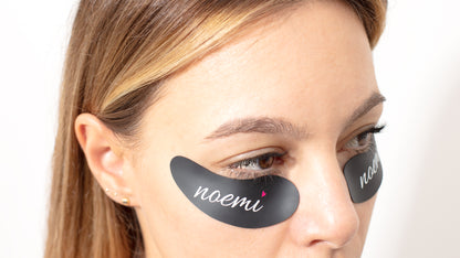 Noemi Silicone Reusable Eye Pads in Black on Model